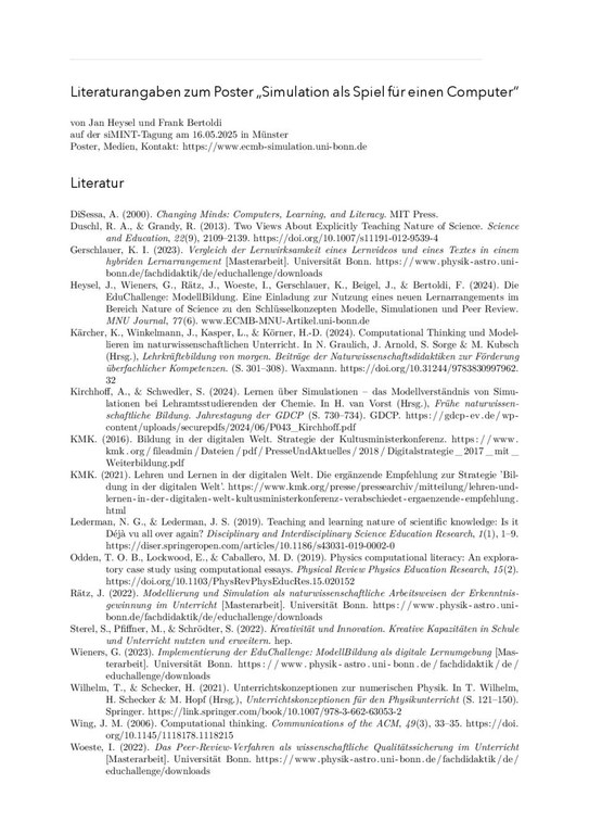 Literaturangaben zum siMINT-Poster