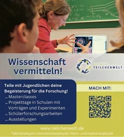 Plakat zu den Online Onboarding Veranstaltungen für neue Vermittler*innen und Standortkontakte im Netzwerk Teilchenwelt